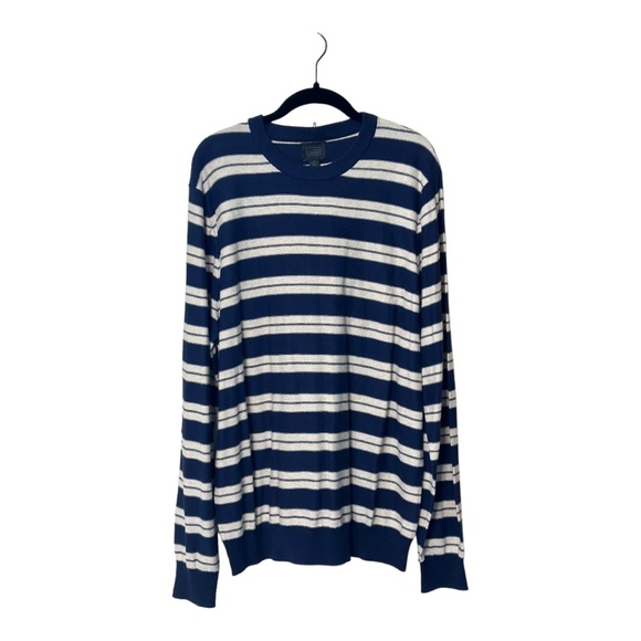 NWT 14TH & Union Striped Crewneck Sweater /navy-sand - Picture 3 of 4